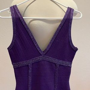 Guess shimmering purple bandage dress deep v
